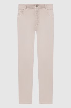 Бежевые брюки с логотипом