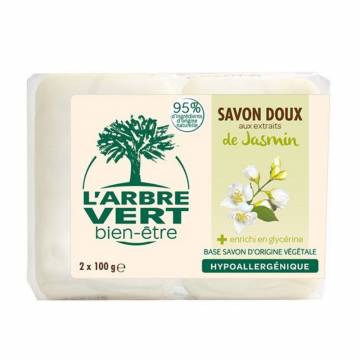 Твердое мыло LArbre Vert с натуральным экстрактом жасмина, гипоаллергенное, 2*100 г
