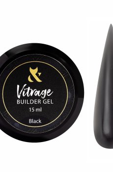 Витражный строительный гель для ногтей F.O.X Vitrage Builder Gel, Black, 15 мл