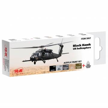 Набір фарб ICM Американські гелікоптери Black Hawk (3067) Набір фарб ICM Американські гелікоптери Black Hawk (3067)