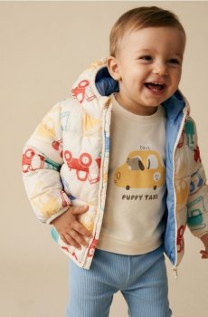 Квітована куртка puffer з капюшоном - нюдовий