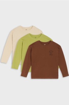 Набір з 3 футболок з довгим рукавом - бежевий