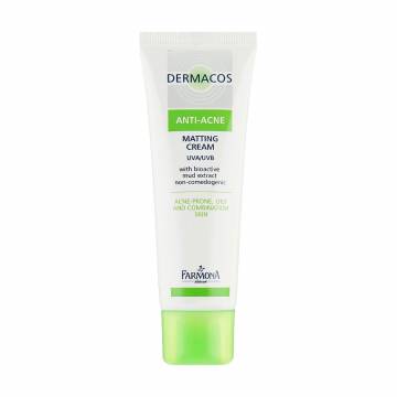 Матирующий дневной крем для лица Farmona Dermacos Anti-Acne Matting Cream UVA/UVB, 50 мл Матирующий дневной крем для лица Farmona Dermacos Anti-Acne Matting Cream UVA/UVB, 50 мл