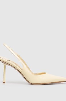 Желтые кожаные лакированные слингбеки BELLA