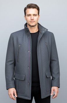 Мужское утепленное пальто серого цвета AS-120-Loft-graphite