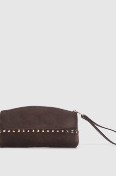 Коричневый замшевый клатч Rockstud