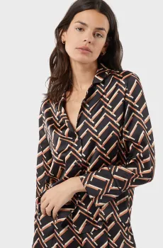 Женская черная рубашка с узором JENET Черный S Etam 6537244