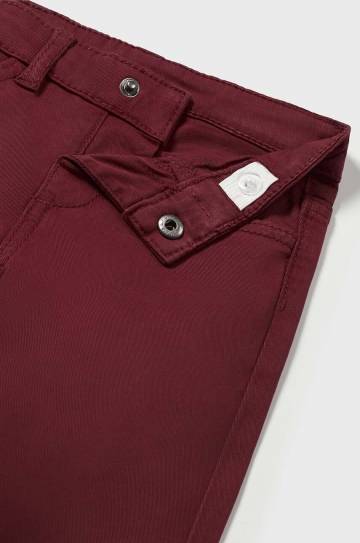 Детские хлопковые брюки Mayoral slim fit basic цвет бордовый однотонные 563 Детские хлопковые брюки Mayoral slim fit basic цвет бордовый однотонные 563