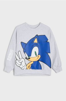 Світшот із круглим вирізом і принтом Sonic the Hedgehog - сірий