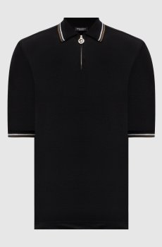 Черное поло из льна