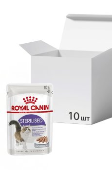 Упаковка влажного корма для взрослых стерилизованных кошек Royal Canin Sterilized паштет, 85 г * 10 шт