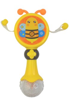 Музыкальная игрушка-погремушка Lindo желтая, от 1 года, 15*7*4 см (HE0516)