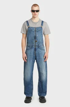 Мужской синий джинсовый комбинезон Dungaree 3D Loose Синий S G-Star RAW D26447,D536