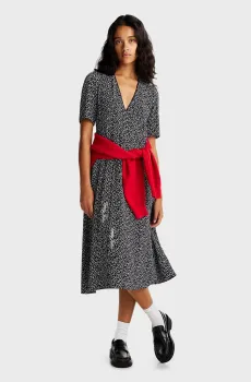 Женское черное платье с узором TJW FLORAL AOP MIDI DRESS Черный XS Tommy Jeans DW0DW20450