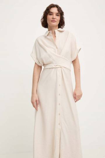 Платье Answear Lab цвет бежевый maxi расклешённая Платье Answear Lab цвет бежевый maxi расклешённая