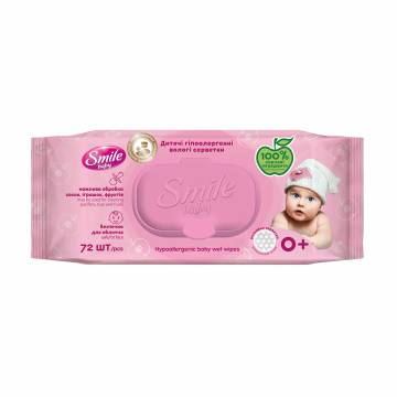 Детские влажные салфетки Smile Baby с рождения, с клапаном, 72 шт Детские влажные салфетки Smile Baby с рождения, с клапаном, 72 шт