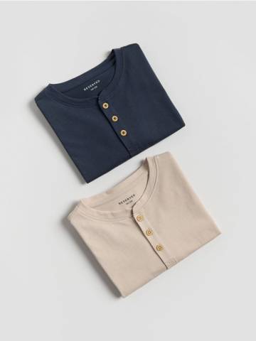 Reserved - Бавовняна кофта з довгим рукавом, набір з 2 - темно-синій - 034FI-59X