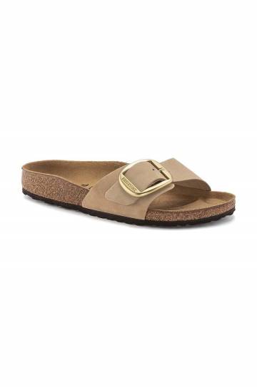 Шлепанцы из нубука Birkenstock Madrid Big Buckle цвет бежевый 1024009 Шлепанцы из нубука Birkenstock Madrid Big Buckle цвет бежевый 1024009