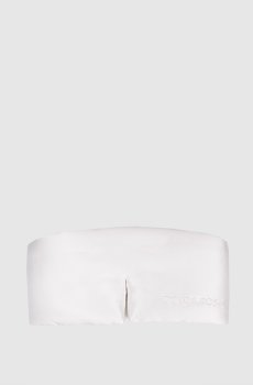 Белая маска для сна из шелка с логотипом