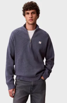 Мужская синяя кофта COTTON WAFFLE QUARTER Синий S Calvin Klein Jeans LV04RE308G