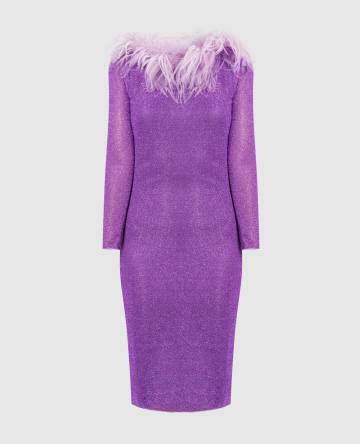 Фиолетовое платье HS22 Lumiere Plumage со страусиными перьями Фиолетовое платье HS22 Lumiere Plumage со страусиными перьями