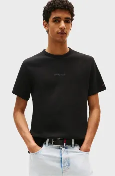 Мужская черная футболка SLIM WAFFLE Черный XL Tommy Jeans DM0DM21778