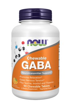 Гамма-аминомасляная кислота NOW foods GABA 250 мг, цитрусовый вкус, 90 жевательных таблеток