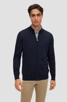 Мужской темно-синий шерстяной кардиган Синий S BOSS 50468254;404