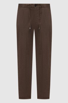 Коричневые брюки с льном