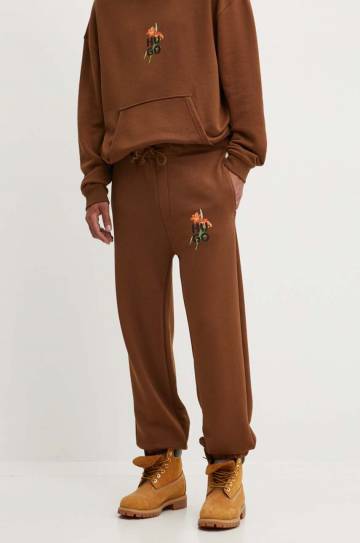 Спортивные штаны HUGO цвет коричневый с принтом 50517431