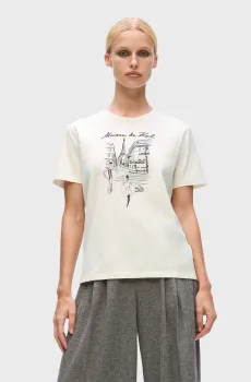 Женская бежевая футболка street Бежевый XS Karl Lagerfeld A4W17087