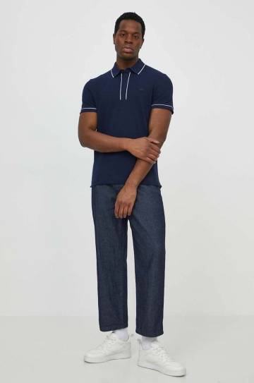 Поло Lacoste мужское цвет синий однотонное Поло Lacoste мужское цвет синий однотонное