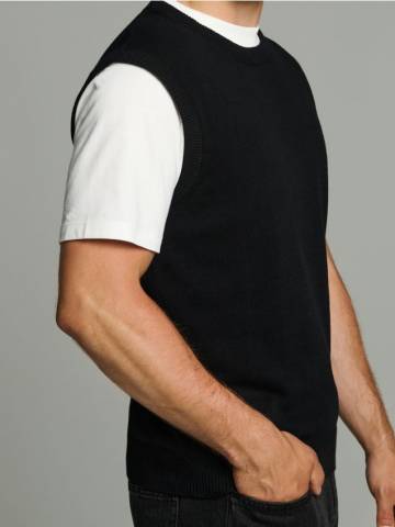 Бавовняна светрова жилетка - чорний