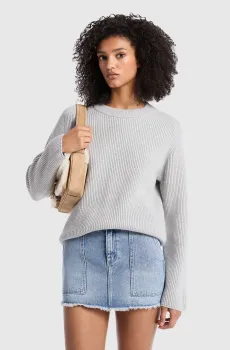 Женский серый шерстяной свитер MERINO BOXY CREW SWTR Серый S Michael Kors MF460YPF2G