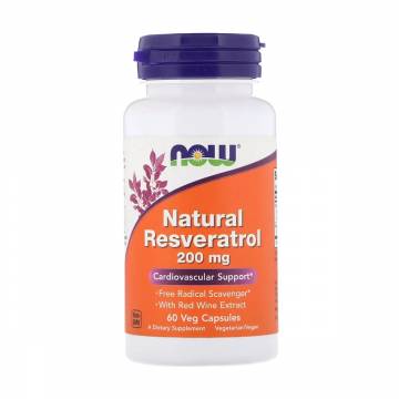 Ресвератрол NOW Foods Natural Resveratrol 200 мг, 60 капсул Ресвератрол NOW Foods Natural Resveratrol 200 мг, 60 капсул
