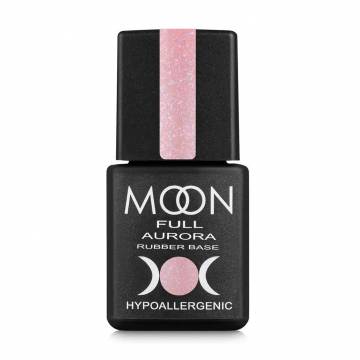 Каучуковая база для гель-лака Moon Full Aurora Rubber Base 2005 Розовый с мелким шиммером, 8 мл Каучуковая база для гель-лака Moon Full Aurora Rubber Base 2005 Розовый с мелким шиммером, 8 мл