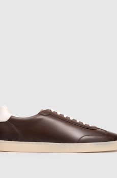 Коричневые кожаные кроссовки с логотипом