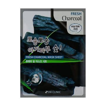 Тканевая маска для лица 3W Clinic Fresh Charcoal Mask Sheet с древесным углем, 1 шт Тканевая маска для лица 3W Clinic Fresh Charcoal Mask Sheet с древесным углем, 1 шт