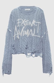 Голубой свитер Konfetto с прорехами в узор