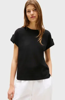 Женская черная футболка GOLD BUTTON MDRN Черный S Tommy Hilfiger WW0WW45628