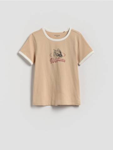 Reserved - Футболка з принтом - бежевий - 450FT-08X