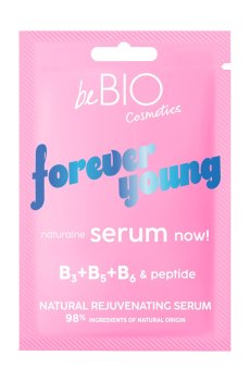 Омолаживающая сыворотка для лица beBIO Forever Young Natural Rejuvenating Serum с витаминами B3, B5, B6 и пептидами, 8 мл