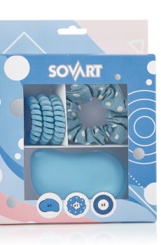 Набор для волос Sovart голубой (щетка массажная, 1 шт + резинка объемная, 1 шт + резинки-пружинки, 3 шт)