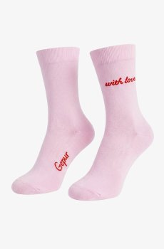 Рожеві бавовняні шкарпетки з принтом with love