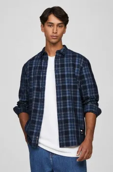 Мужская темно-синяя рубашка в клетку TJM REG CHECK CORD Синий M Tommy Jeans DM0DM19531