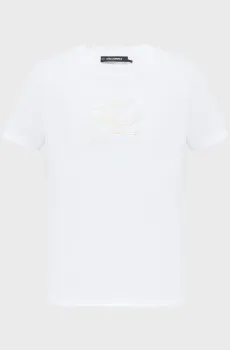 Женская белая футболка BOUCLE Белый S Karl Lagerfeld B2W17093