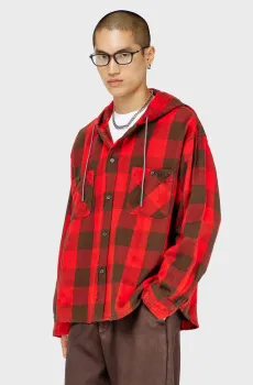 Мужская красная рубашка в клетку S-DRUM-HOODY Красный 52 Diesel A23341 0HNBX