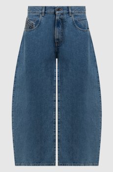 Синие джинсовые кюлоты с логотипом патча