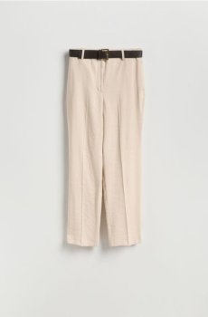 Reserved - Штани з ременем - кремовий - 585KK-01X