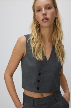 Reserved - Жилет з ефектом металік - середньо-сірий - XV662-85M
